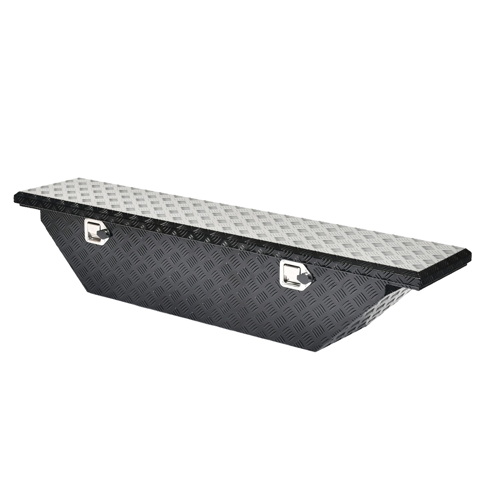 61.5-Inch Black Aluminum Angled Truck Bed Tool Box Low Profile Wedge Toolbox