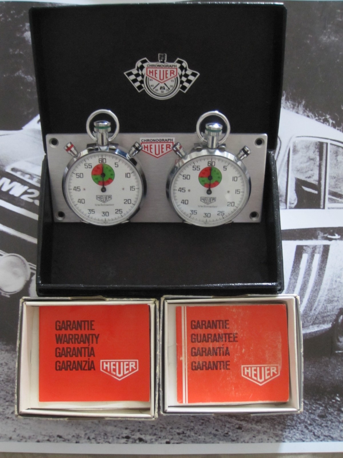 HEUER TRACKMASTERS, A VINTAGE PAIR OF TOP OF THE \
