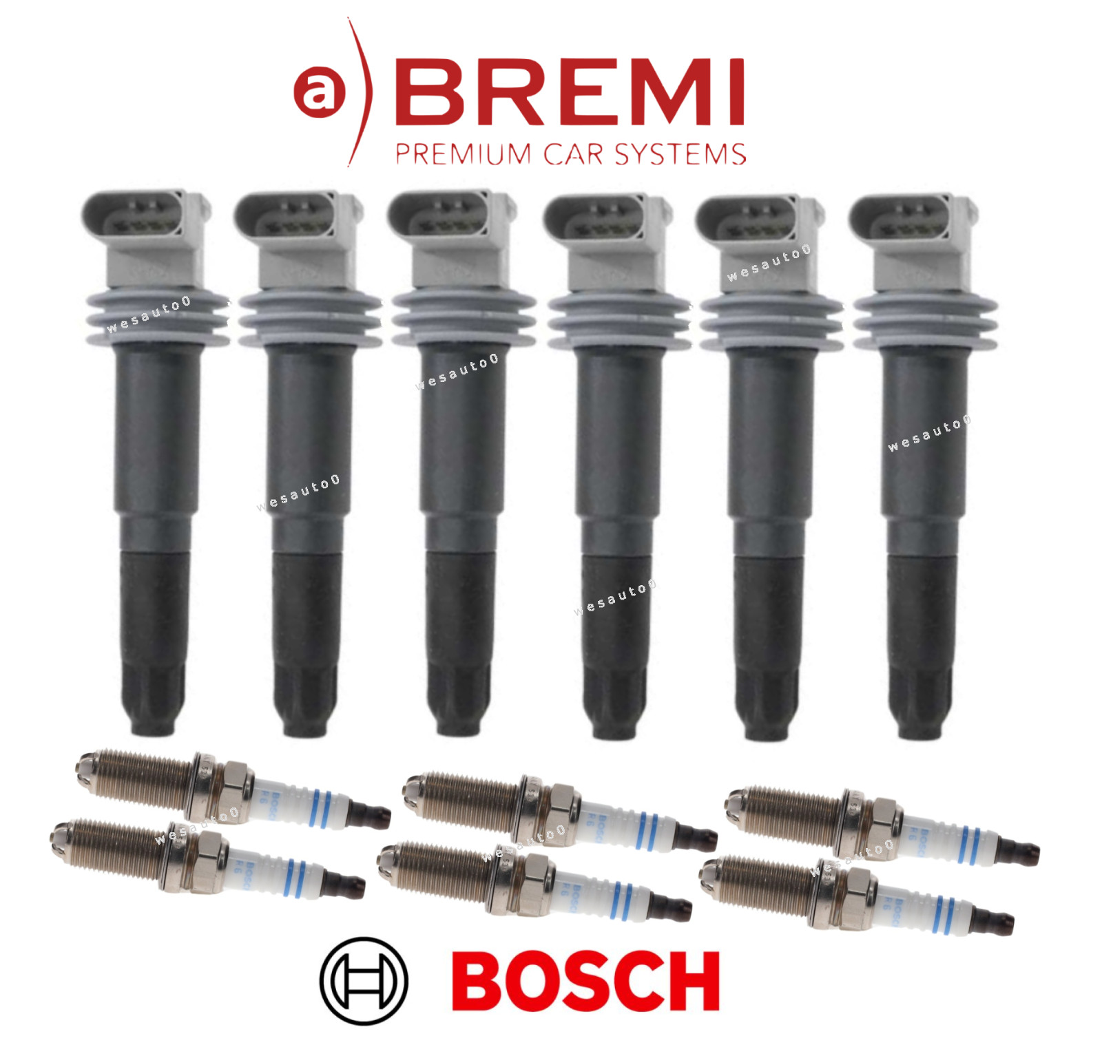 Ignition Coil Spark Plug 6sets OE Bremi Bosch for Porsche 911 Targa 4 / GTS / 4S