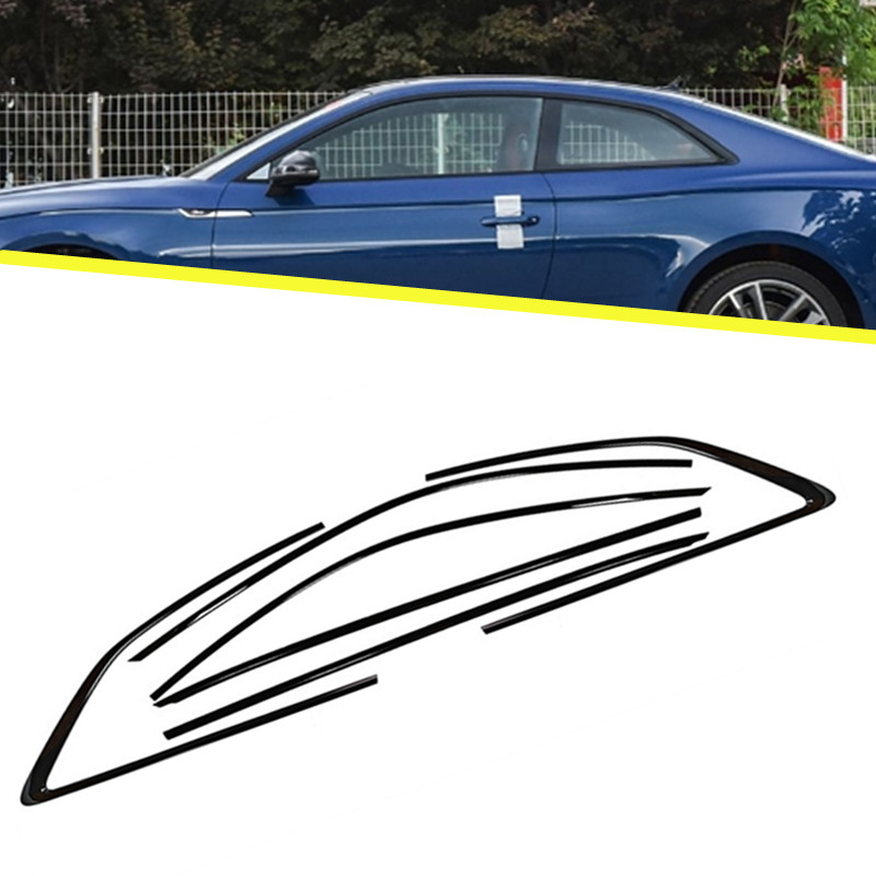 6PCS Chrome Black For Audi A5 S5 RS5 Coupe 2017-2024 Window Molding Trim Set