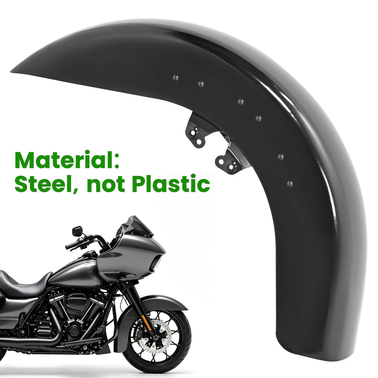 Vivid Black Front Fender For Harley Street Glide 2014-2024 Road Glide 2015-2024