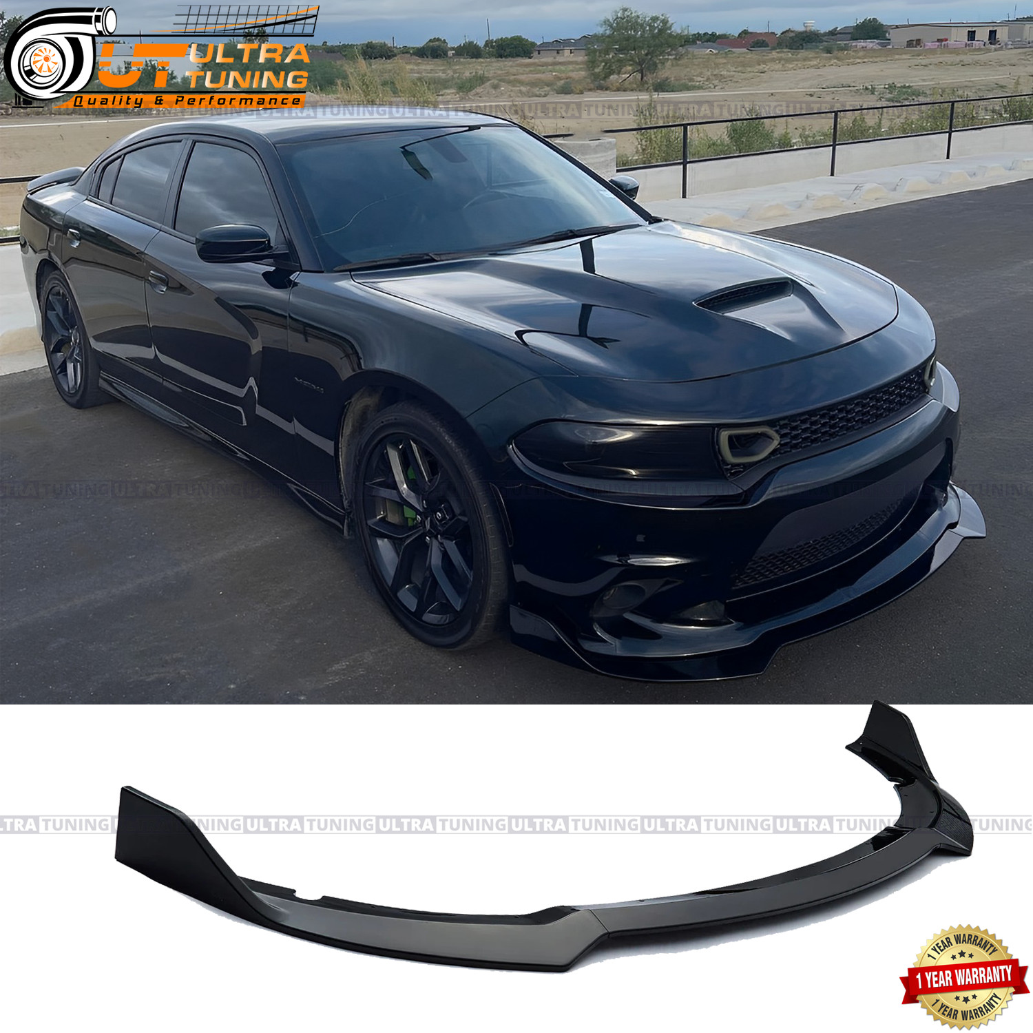 For 2015-2023 Dodge Charger SRT Scat Pack Front Bumper Lip Splitter Glossy Black