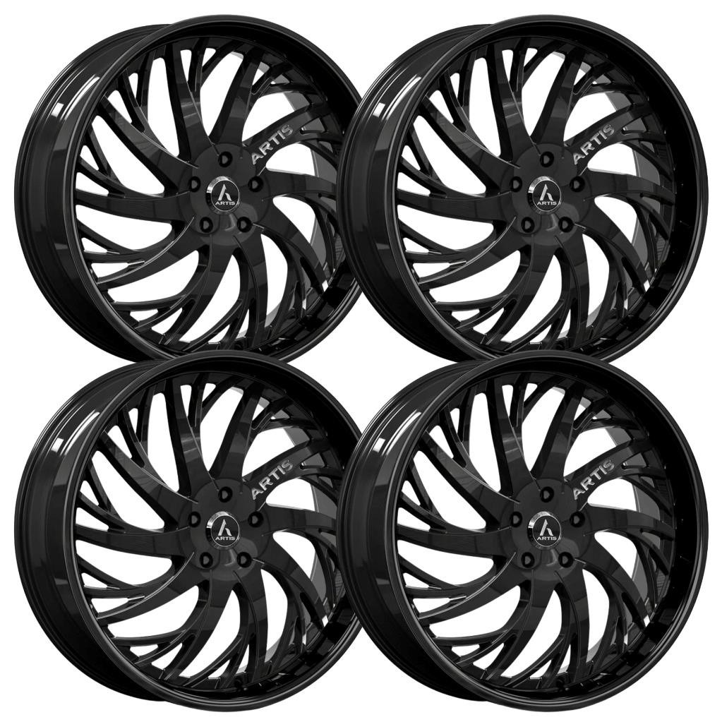 26 inch 26x10 Artis Decatur Full Black wheels rims 5x5.5 5x139.7 +0