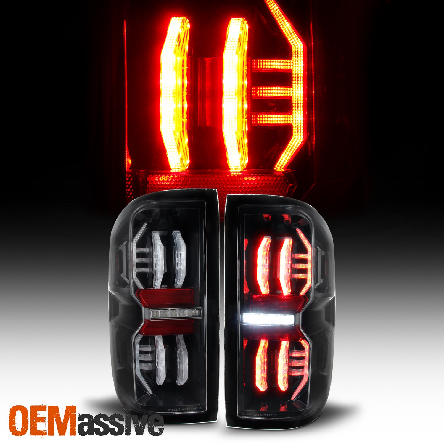 For 2014-2018 Silverado 1500 2500HD 3500HD 3D LED Halogen Type Black Tail Lights