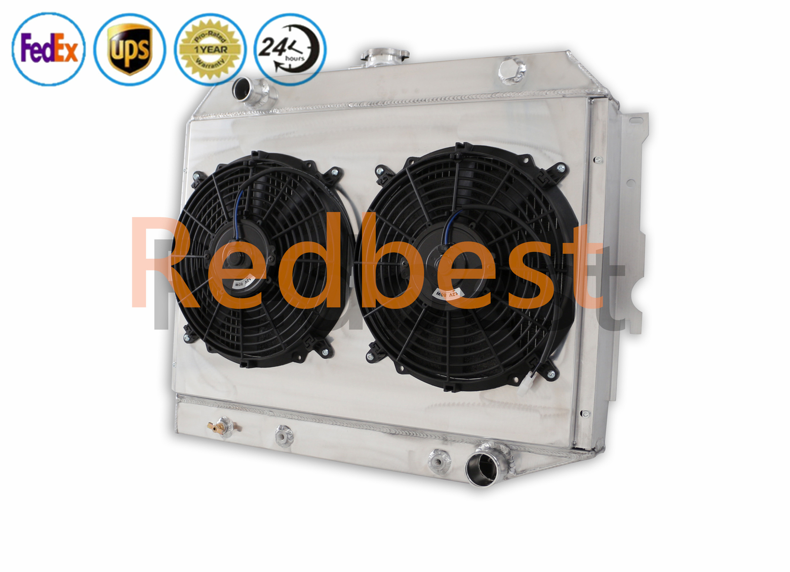 For 1968-74 72 DODGE CHARGER /PLYMOUTH SMALL BLOCK Radiator+Shroud+Fan 3 Row Alu