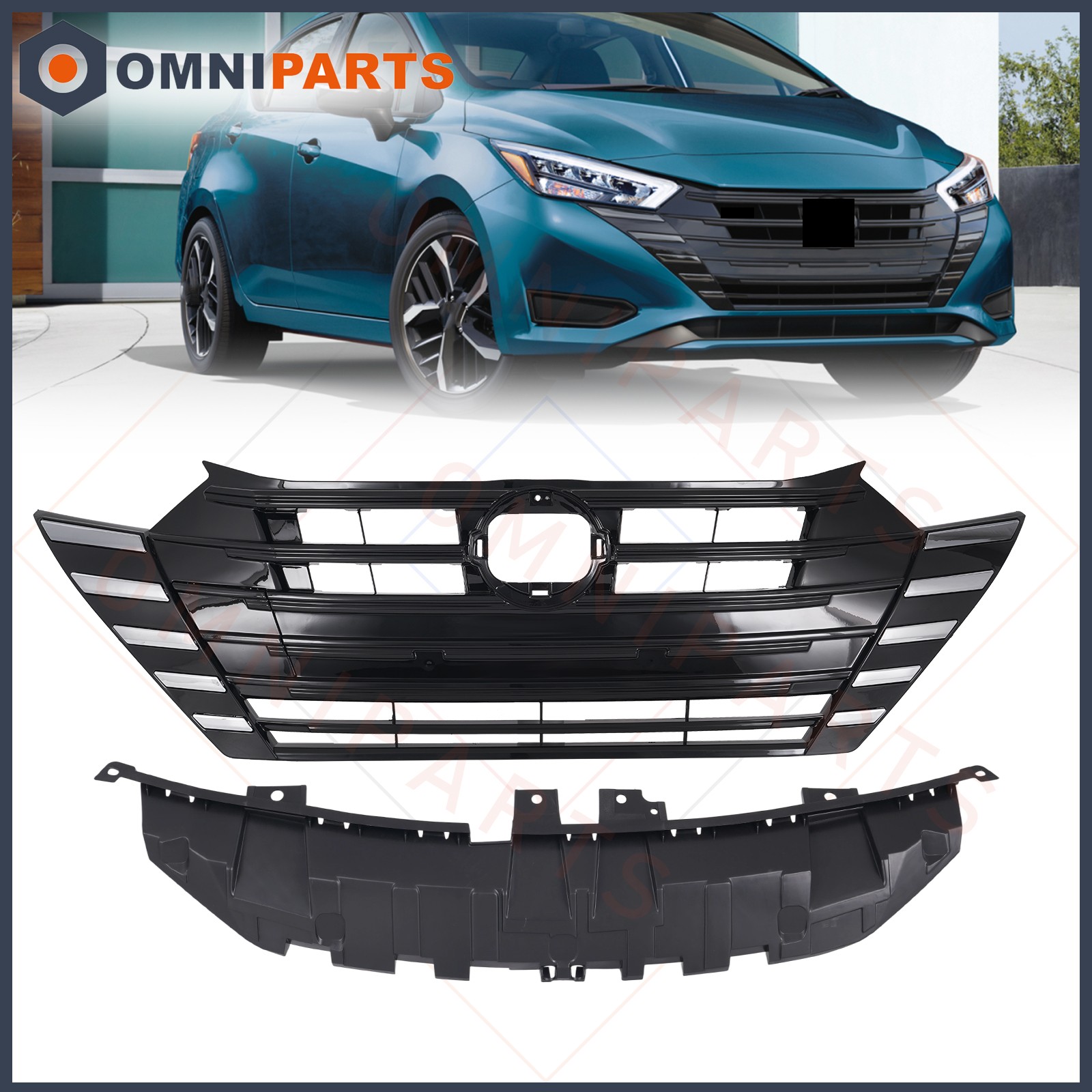 2PCS For Nissan Versa 2023 2024 2025 Front Upper Grille Radiator Support Cover
