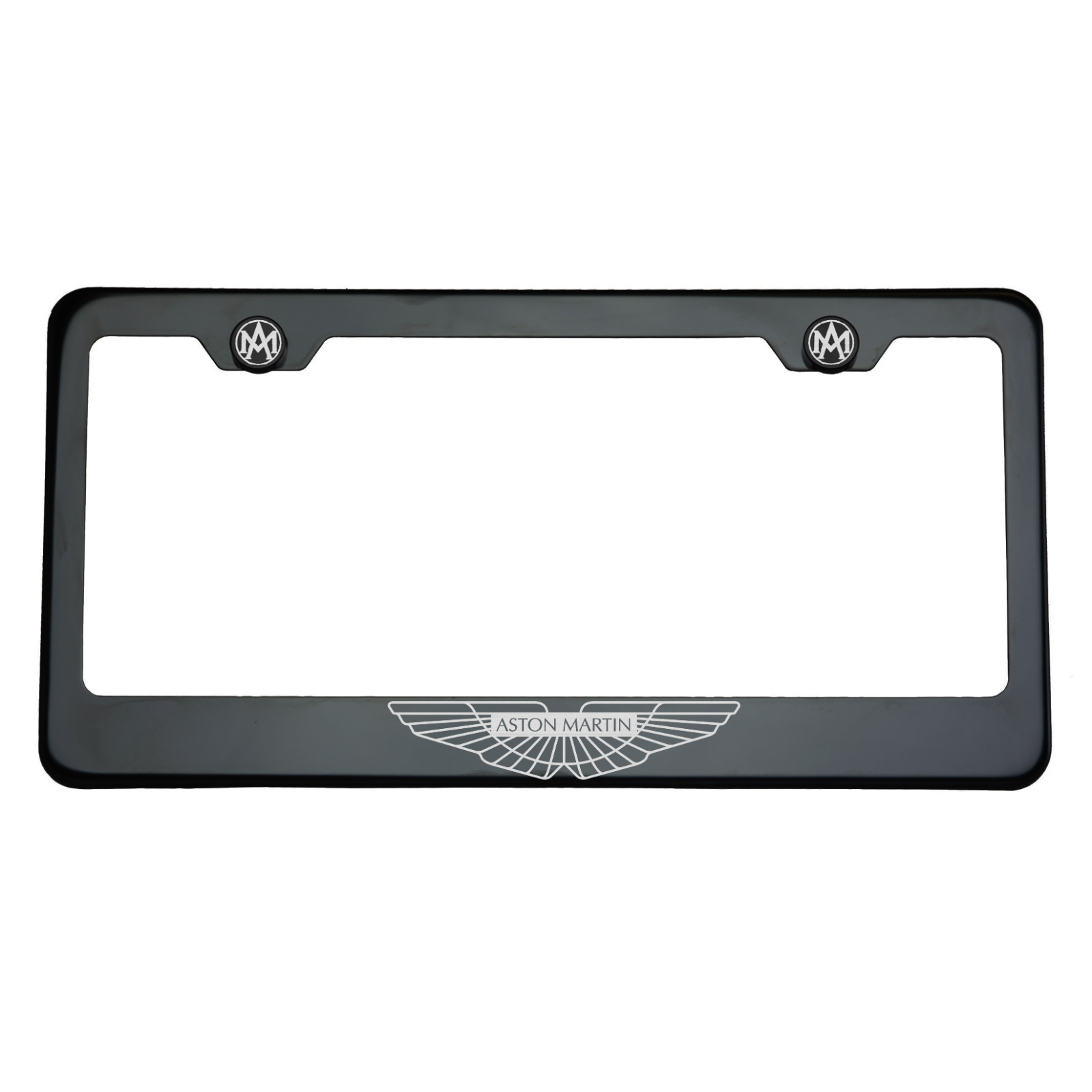 Black Chrome Aston Martin Logo Laser Engraved T304 Stainless Steel License Frame
