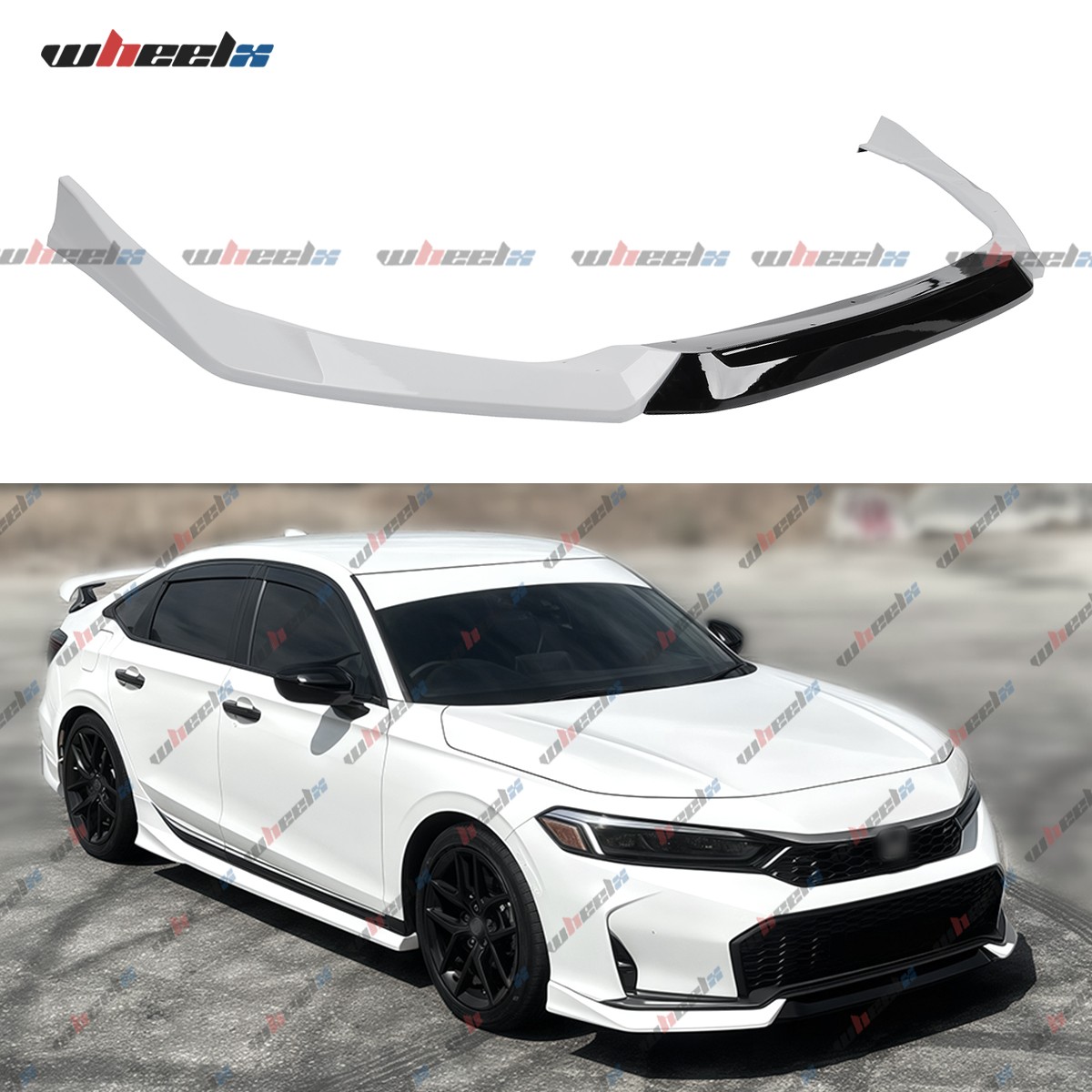 Platinum White Pearl Black 2 Tone Front Bumper Lip Kit For 2025 Up Honda Civic