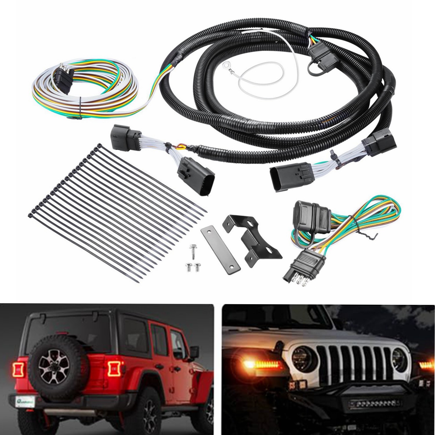 BX88368 Towing Wiring Harness Kit For Jeep Wrangler JL Gladiator 2 4 Door 2024