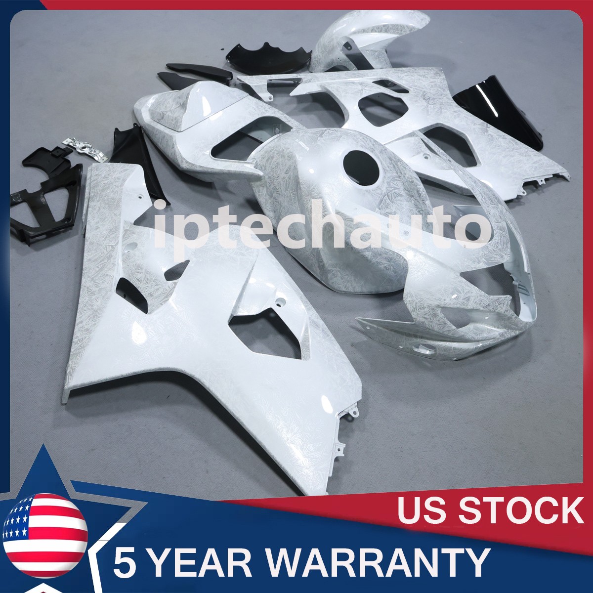 White Ice Cracked Forged Carbon Fiber Fairing Kit For Suzuki GSXR600/750 2004 05