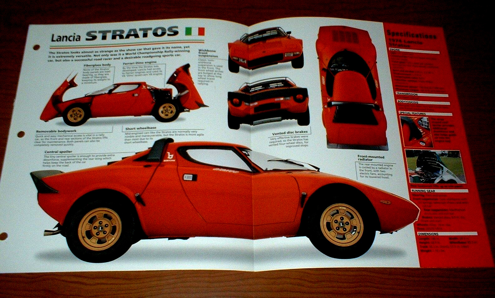 1974 LANCIA STRATOS SPEC SHEET BROCHURE INFO PHOTO POSTER PRINT 74 75 73