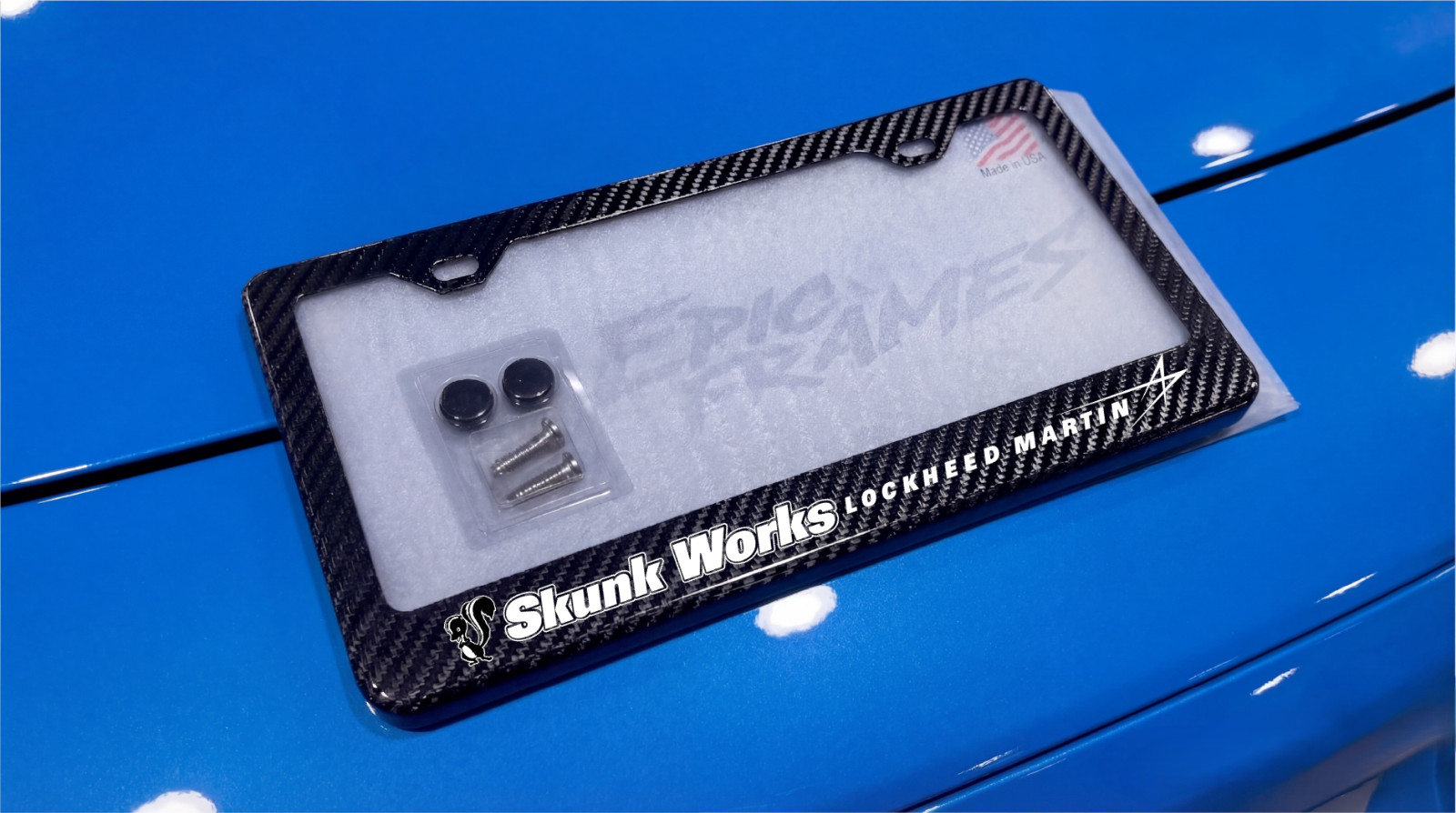 Skunkworks Lockheed Car License Plate Frame 100% REAL Carbon Fiber