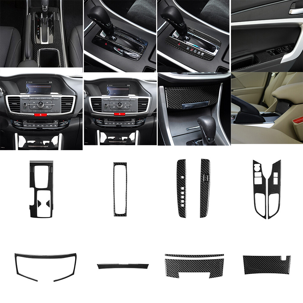 16Pcs Carbon Fiber Interior Full Set Cover Trim For  Honda Accord Coupe 2013-17