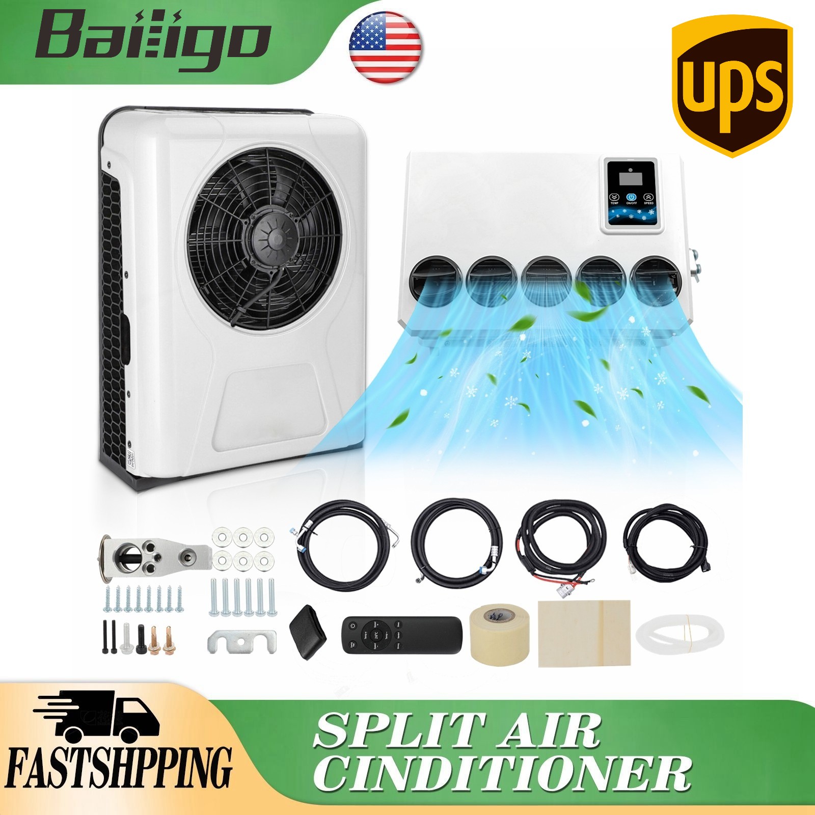 12V-12000 BTU A/C Kit Vehicle Split Air Conditioner Universal Fits Truck Vans