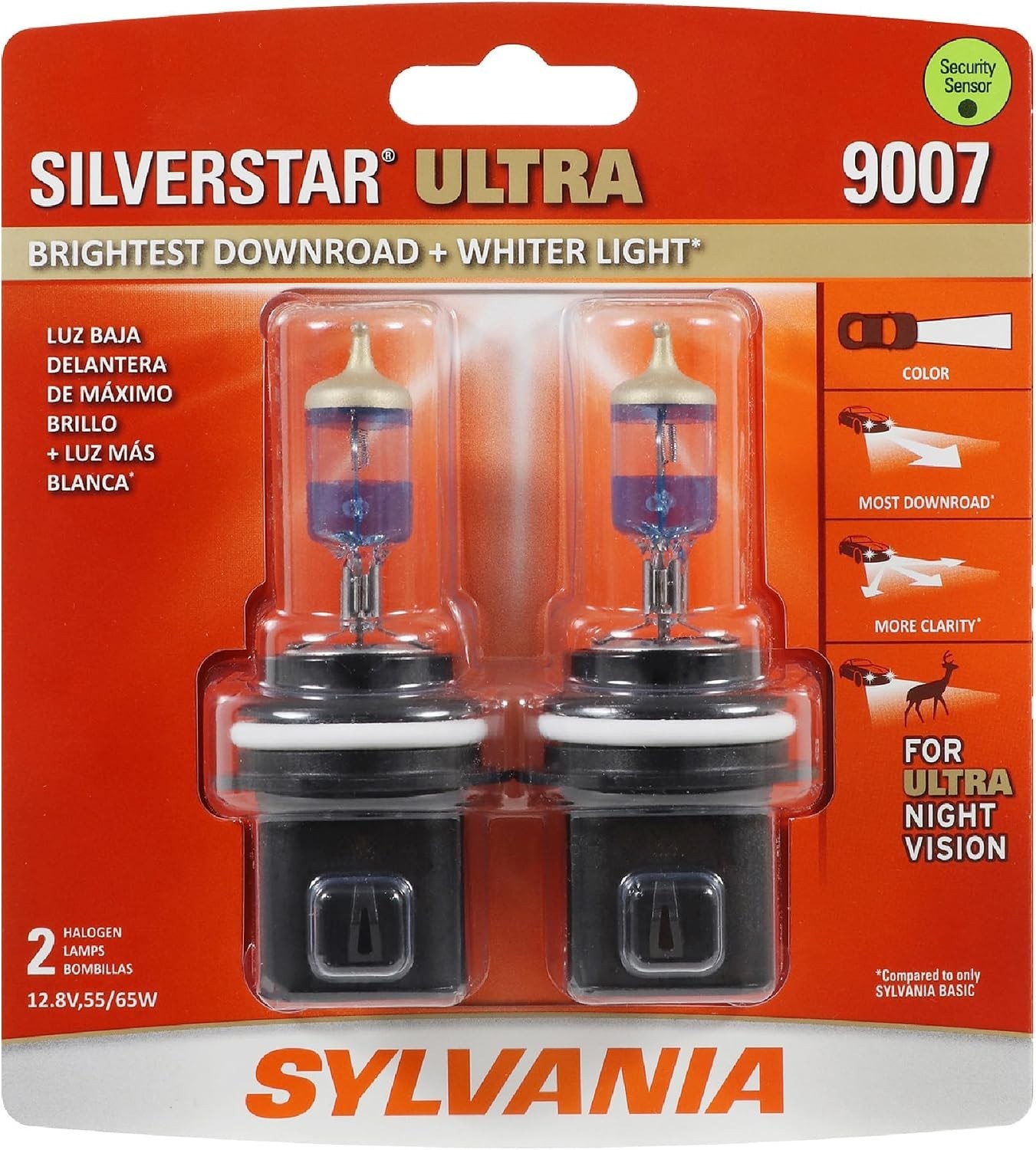 SYLVANIA 9007 SilverStar Ultra Halogen Headlight Bulb, 2 Bulbs