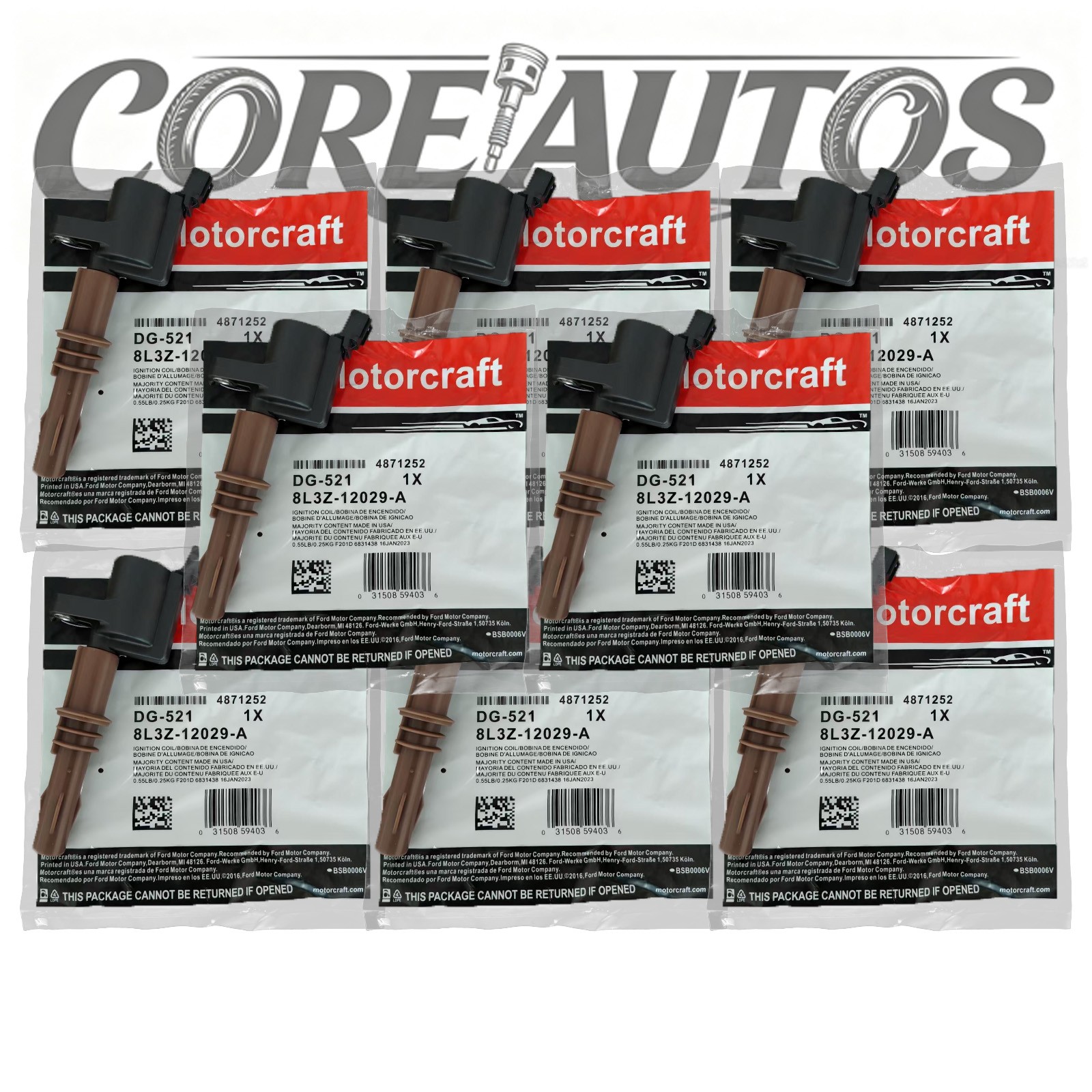 8x OEM DG521 Ignition Coils Motorcraft  8L3Z12029A For Ford F150 Expedition 4.6L