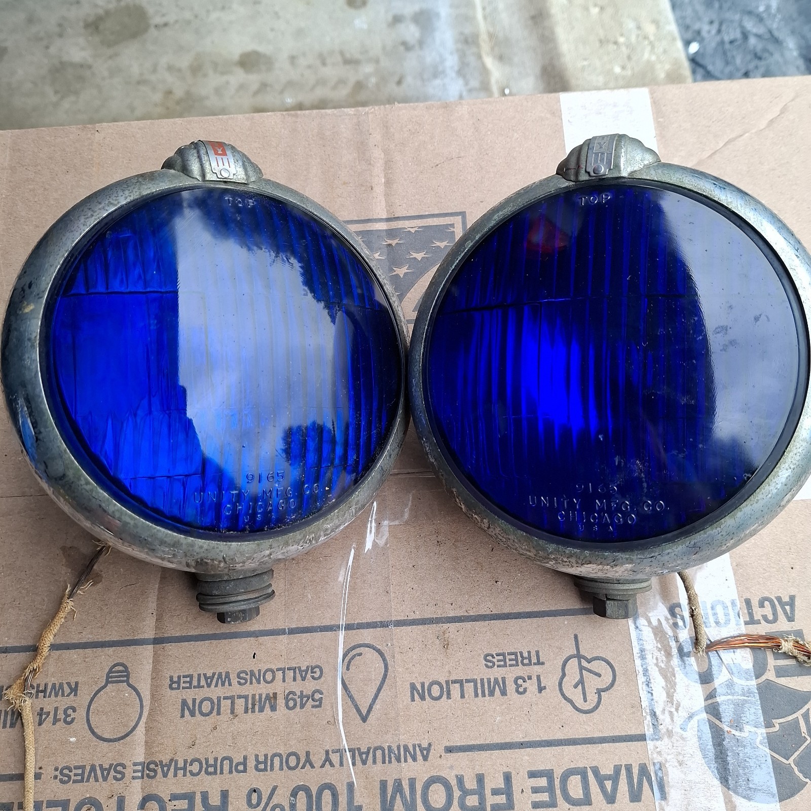 Vintage Pair Unity S-3  Lights Cobalt Blue Car Truck...