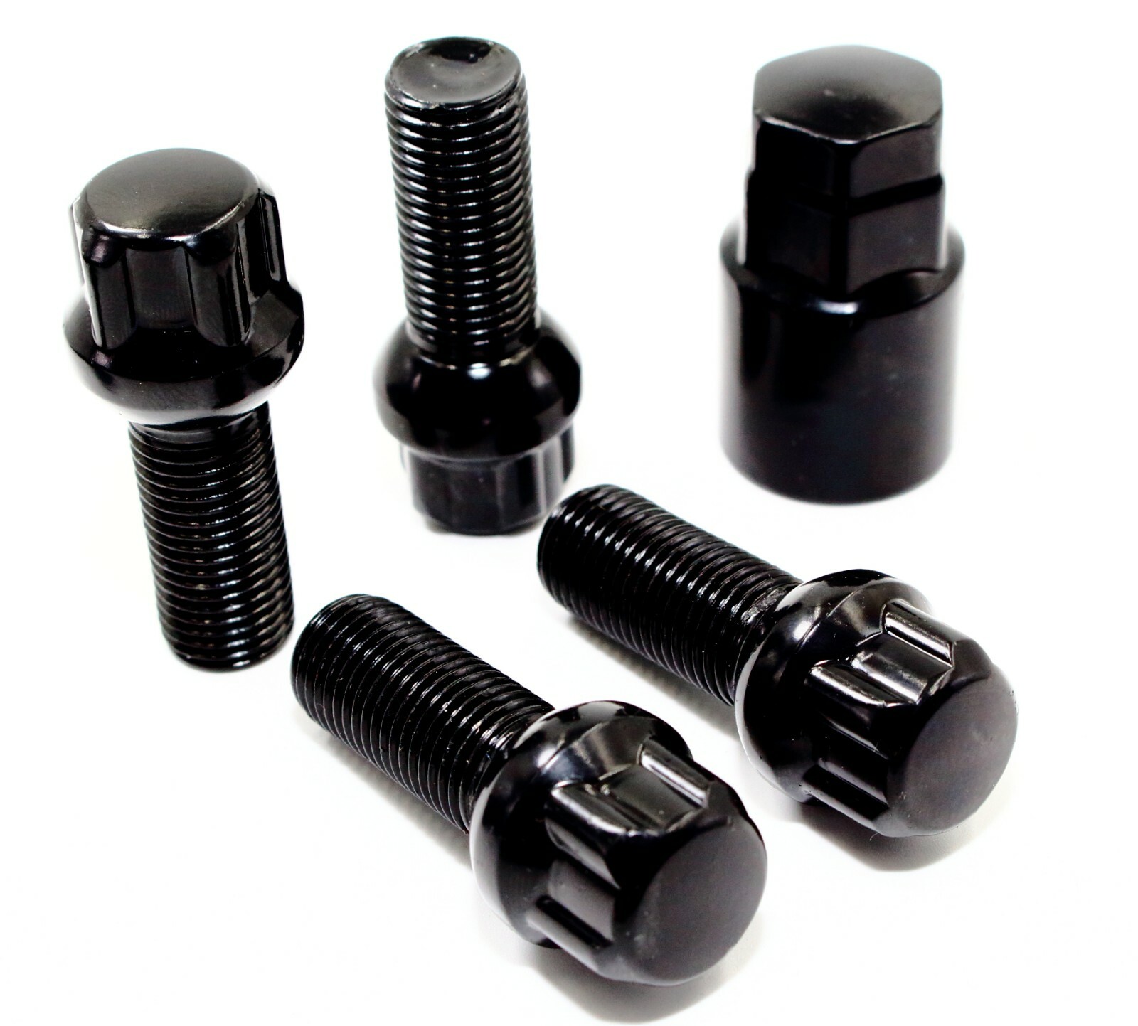 4 14x1.5 28mm Black Ball Seat Wheel Locks for Mercedes Factory Wheels C E SL 
