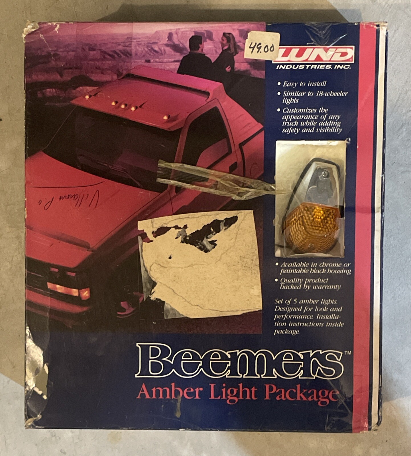 Vintage Lund Beemers Amber Lights Package, Mounts On Top of Truck NOS NEW Vintage Lund Beemers Amber Lights Package, Mounts On Top of Truck NOS NEW