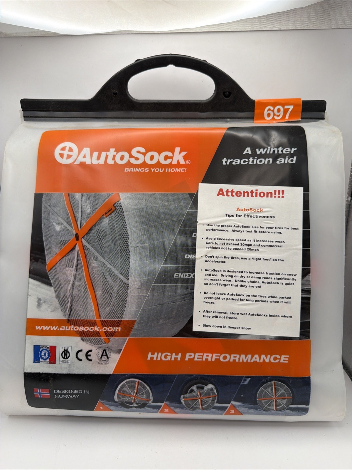 AutoSock Winter Traction Aid 697 Brand New Unopened Chain Alt Designed In Norway AutoSock Winter Traction Aid 697 Brand New Unopened Chain Alt Designed In Norway