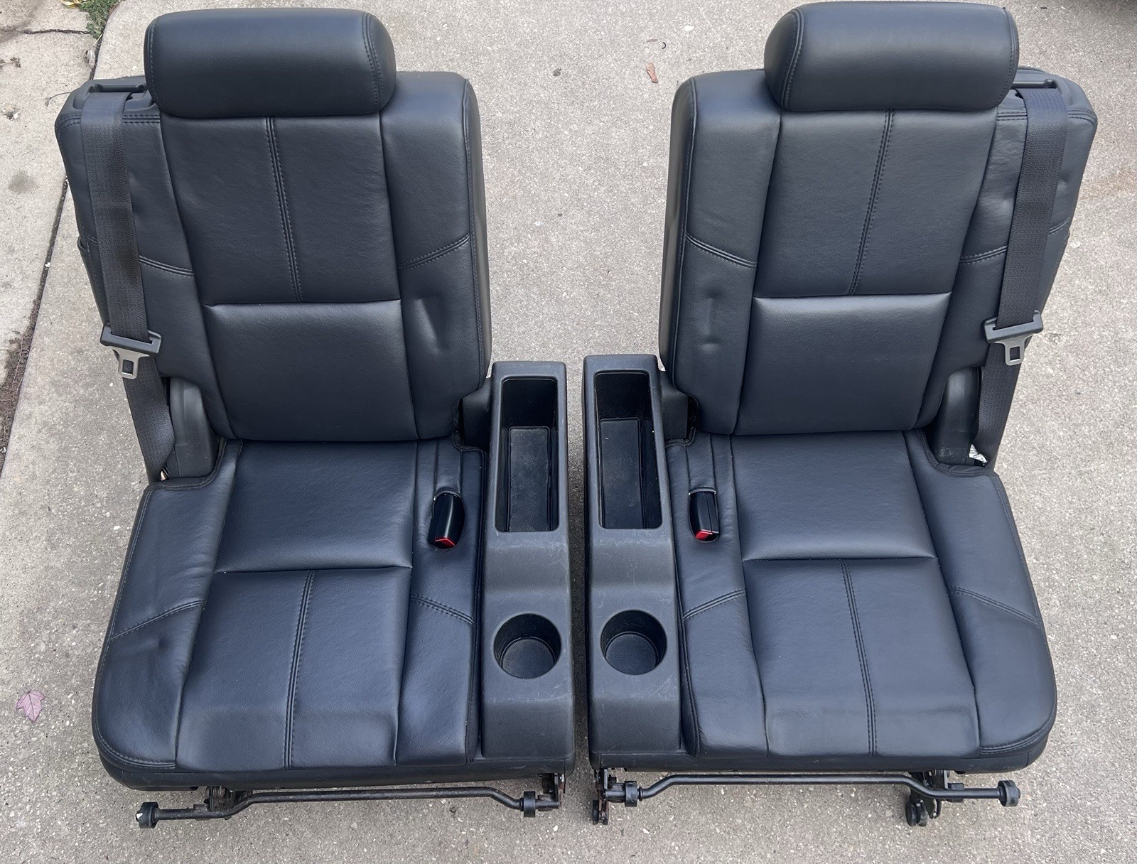 07-14 OEM GM Chevy Tahoe Yukon Suburban 3rd Row Rear Seats Black Leather
