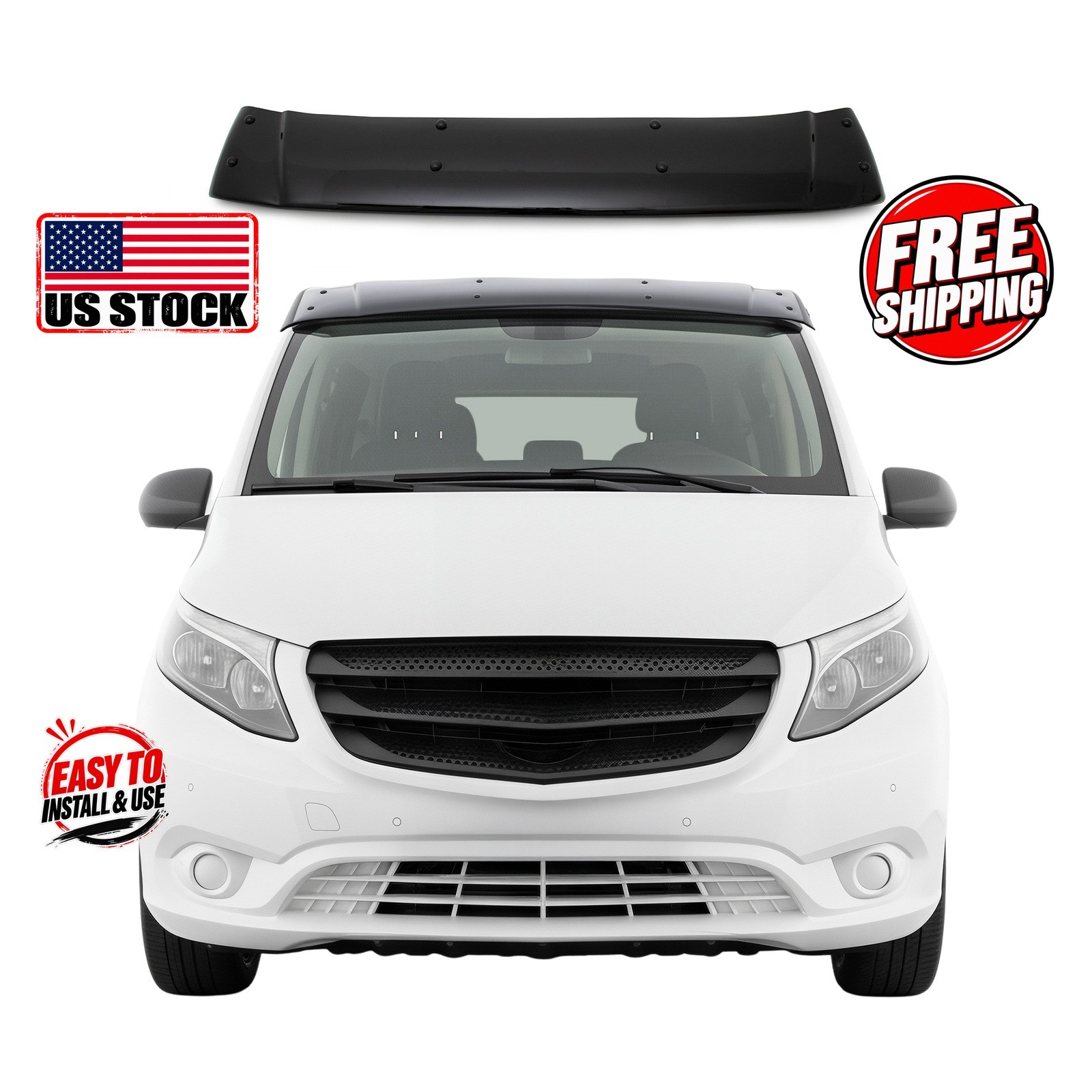 MERCEDES VITO W447 W638 W639 VAN 1996- Sun Deflector Acrylic Black Smoke 1 Pc