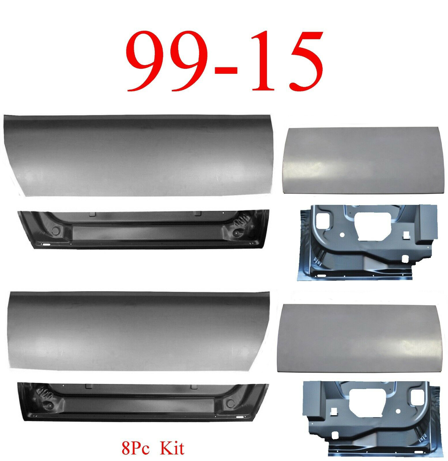 99-15 Ford Super Duty Extended Cab Front & Rear Lower and inner Door Bottoms 8PC 99-15 Ford Super Duty Extended Cab Front & Rear Lower and inner Door Bottoms 8PC