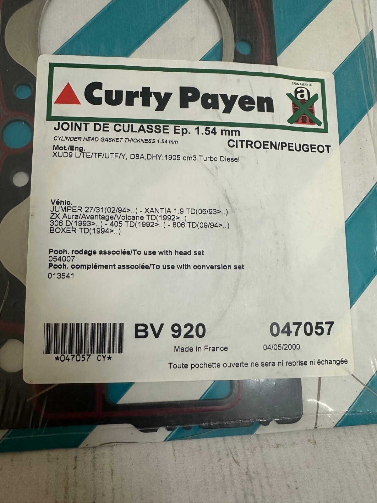 4 X HEAD GASKET BV920 PAYEN 829.386 FOR CITROEN PEUGEOT XANTIA ESTATE 9616517280
