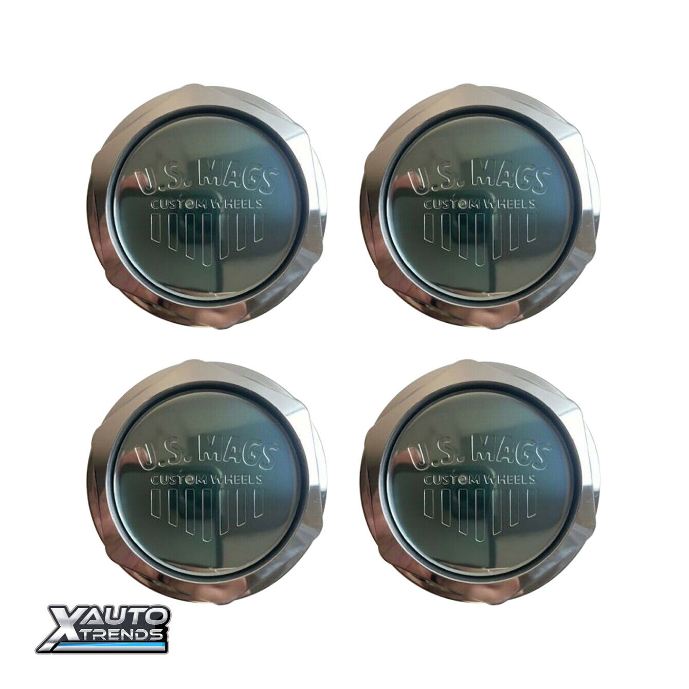4 x US Mags Tall Threaded Wheel Center Cap Nut Polished Shield Logo 38060-16H-02