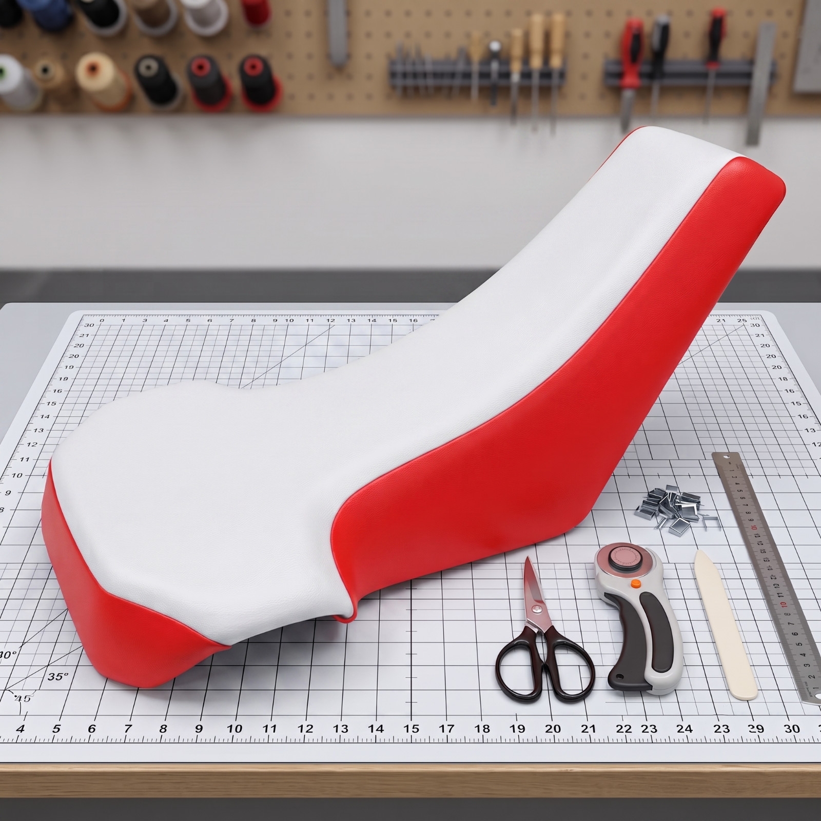 Suzuki LT250R Quadracer Seat Cover For 1987 To 1992 Red White Vinyl Seat Cover