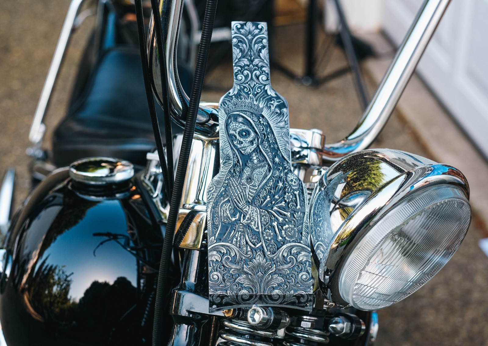Sexy Day of Dead Engraved Panel Gas Tank Panhead  Shovel Dash Harley Davidson