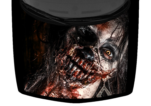 Bloody Zombie Woman Truck Hood Wrap Vinyl Car Graphic Decal Colorful 58\
