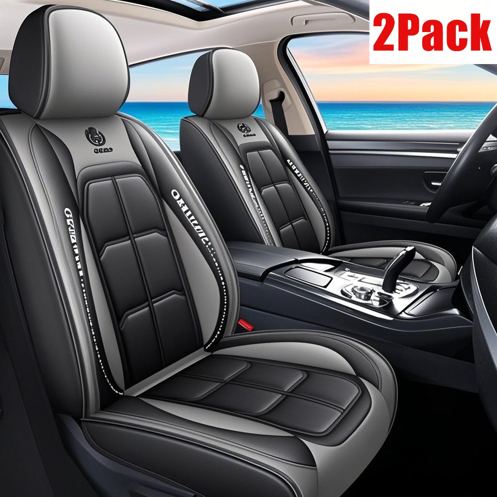 Universal Deluxe PU Leather 5-Seats Car Seat Cover Front Cushion Protectors 2PCS