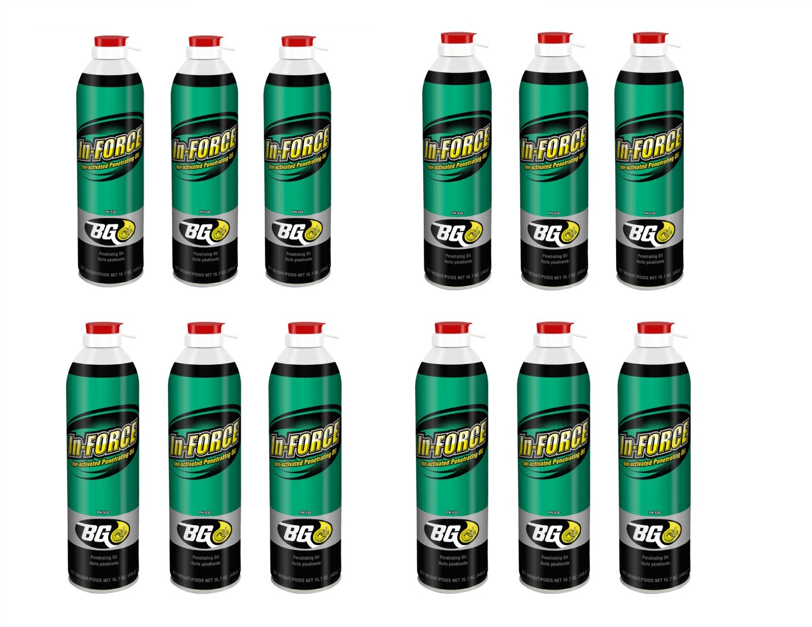 BG Products In-Force PN 438 Net Wt 15.7 oz ion-activated penetrating oil 12 pack
