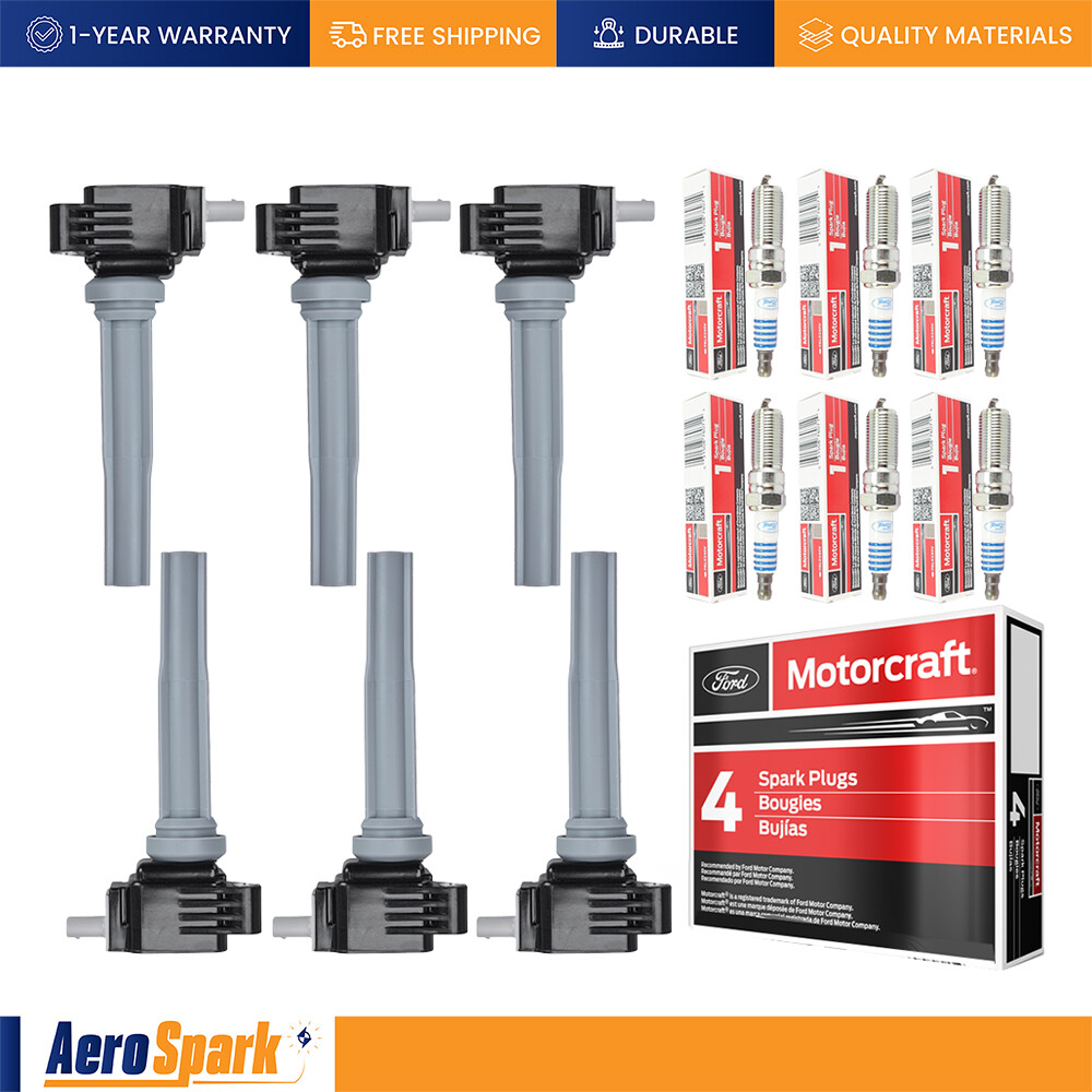 6 Ignition Coil & 6 Motorcraft Iridium Spark Plug for 2015-2017 Ford F-150 2.7L