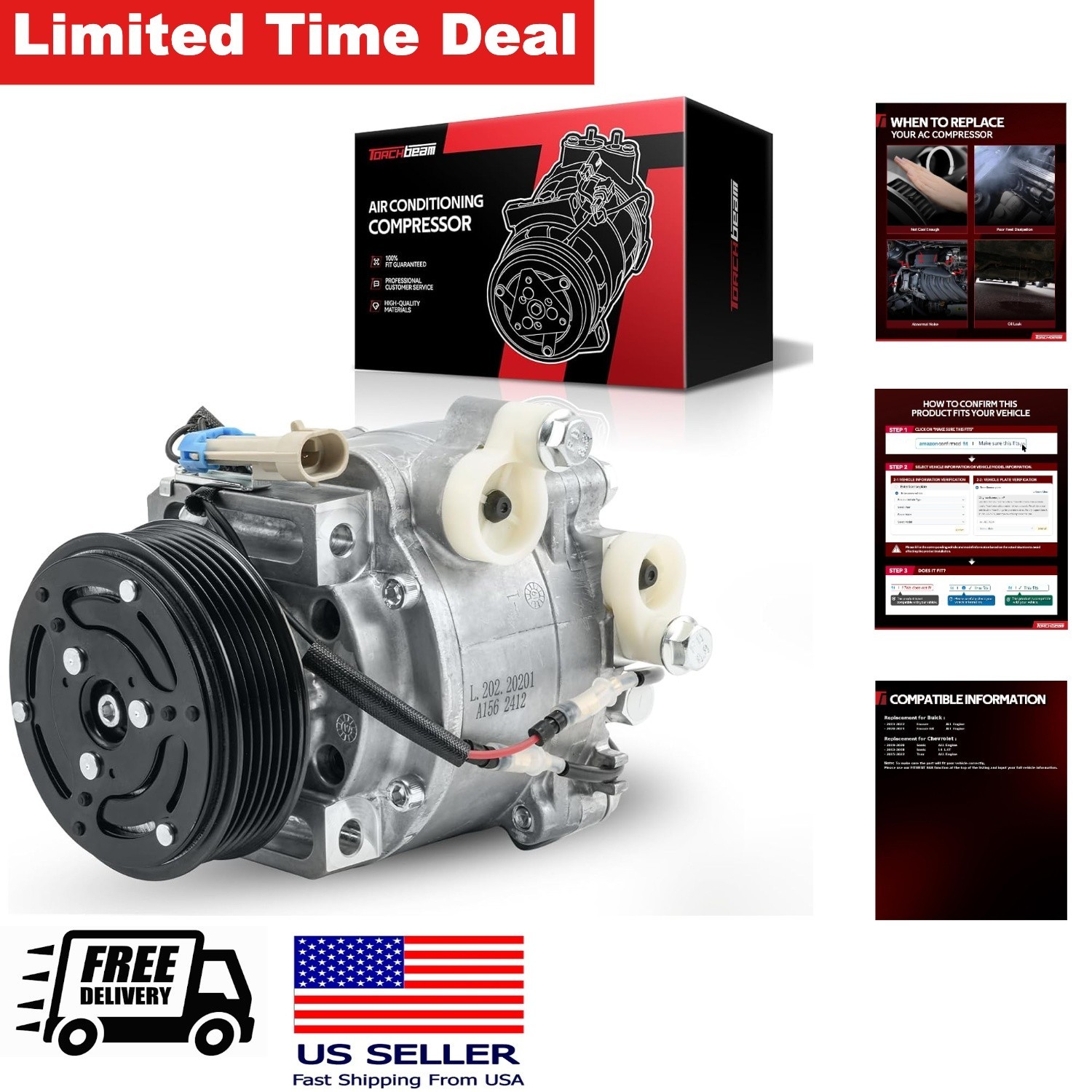 Automotive Air Conditioning AC Compressor Kit for Trax Encore Sonic 2015-2022