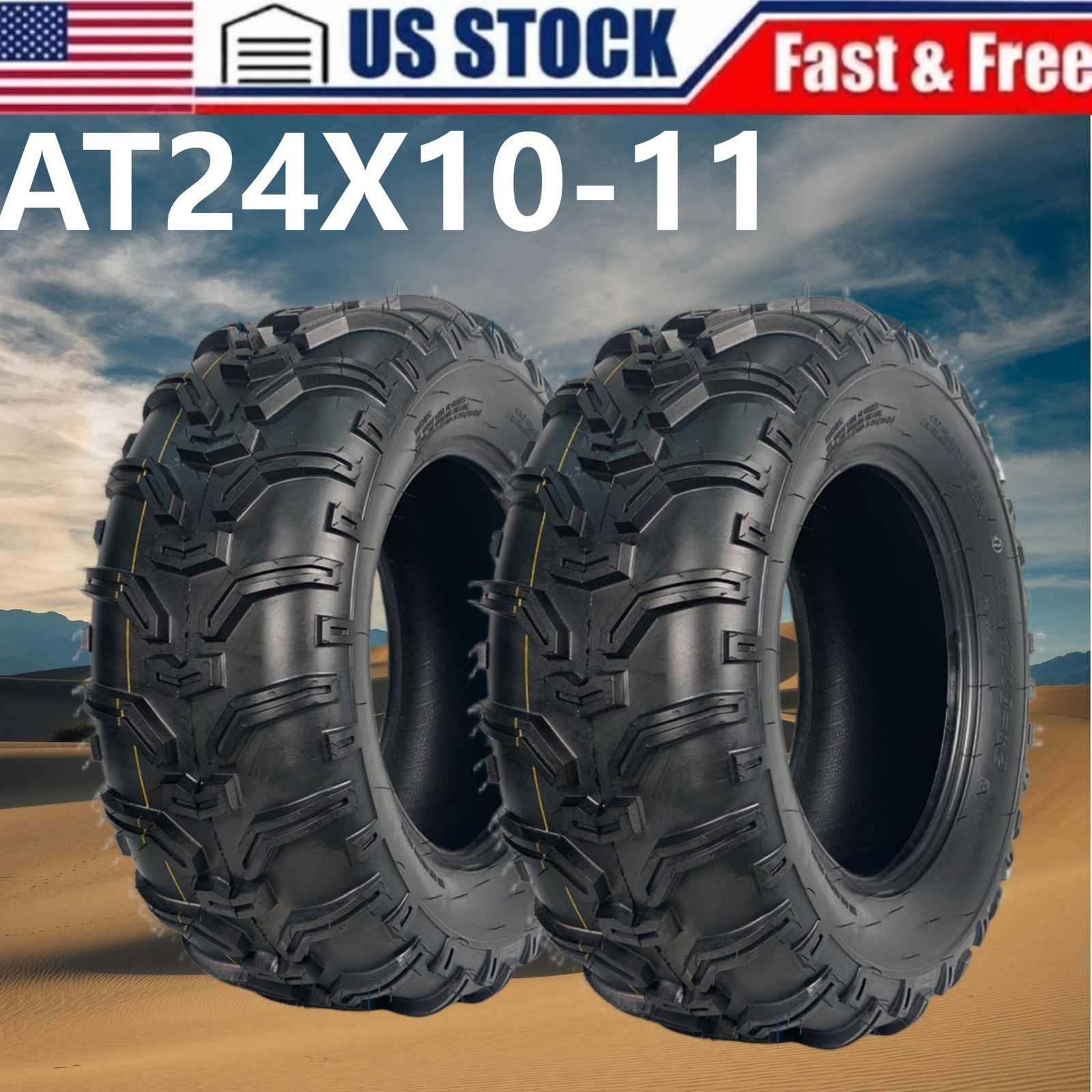 👍2 Pack  24x10-11 ATV Tires 24x10x11 ATV UTV Tires 24 10 11 All Terrain Tires 4