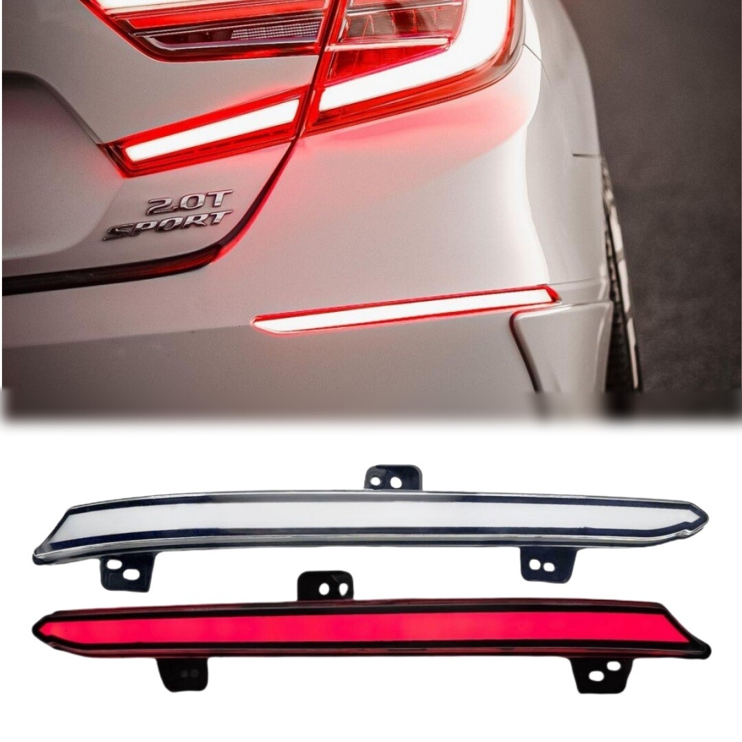 White Rear Bumper LED Reflector Lights For 2018-2022 Honda Accord Brake & Signal White Rear Bumper LED Reflector Lights For 2018-2022 Honda Accord Brake & Signal