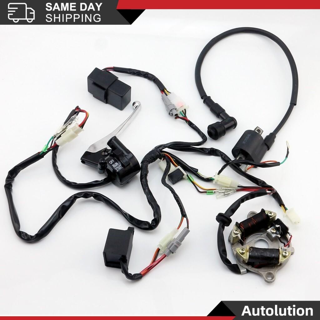 for Yamaha PW50 Wiring Harness Magneto Stator Ignition Switch CDI Brake lever