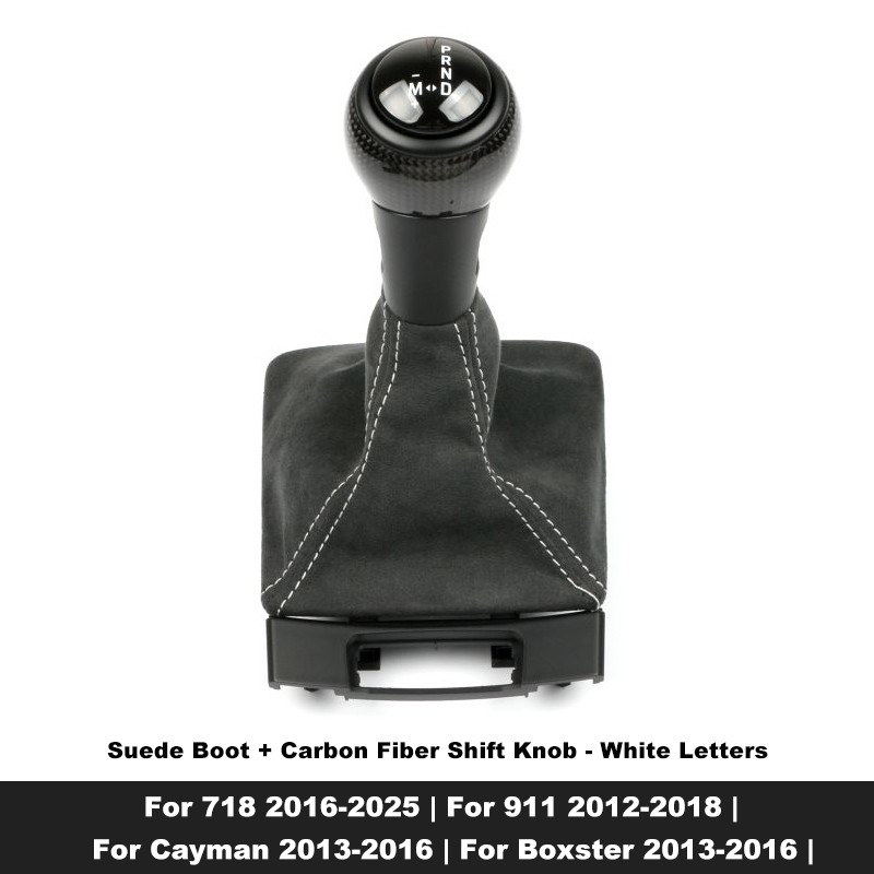 Carbon Fiber Suede Car Gear Shift Knob Upgrade GT4 Style For Porsche 911 2012-18