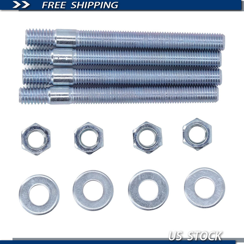 4Pcs Carburetor Studs and Spacers Kit, 3.5in Mounting Bolts 5/16in Threads