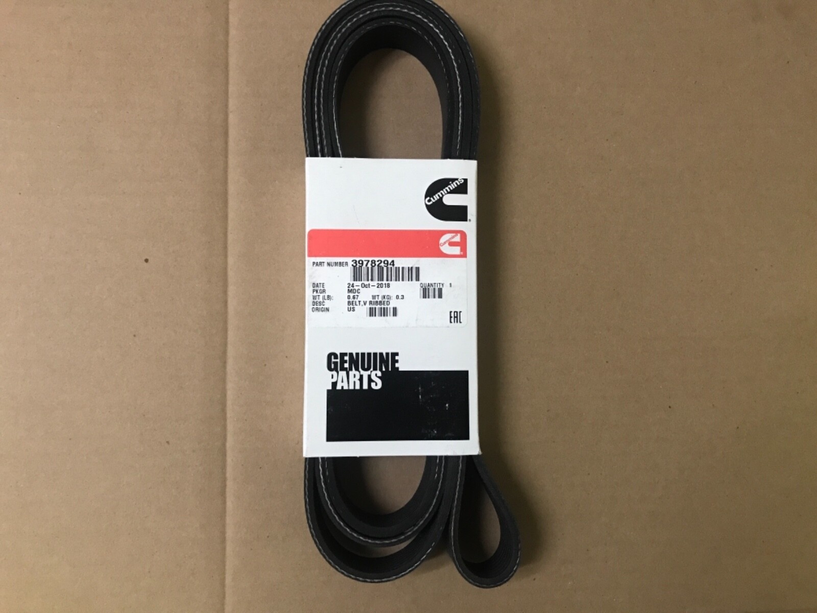 GENUINE Cummins BELT 8 Rib V RIBBED 3978294 OEM GENUINE Cummins BELT 8 Rib V RIBBED 3978294 OEM