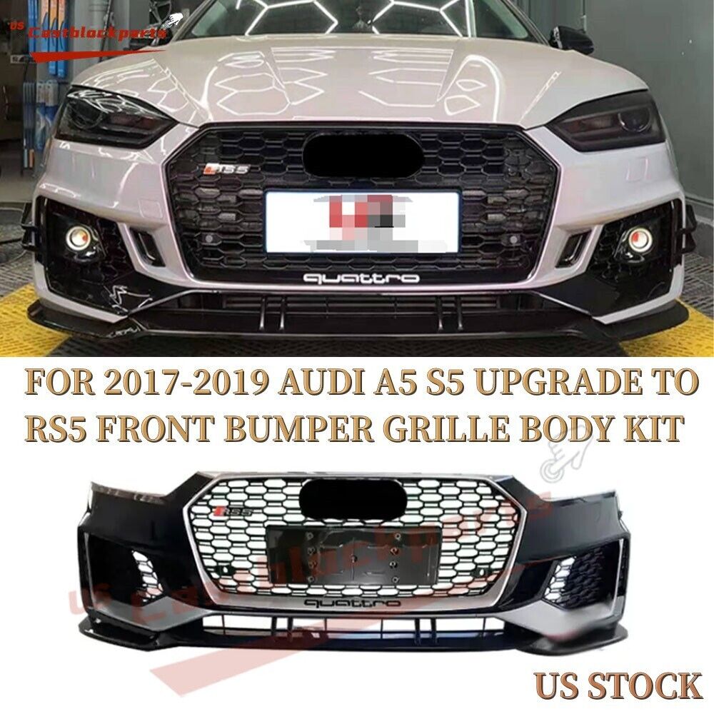 FOR 2017 2018 2019 Audi A5 S5 UPGRADE TO RS5 FRONT BUMPER GRILLE BODY KIT