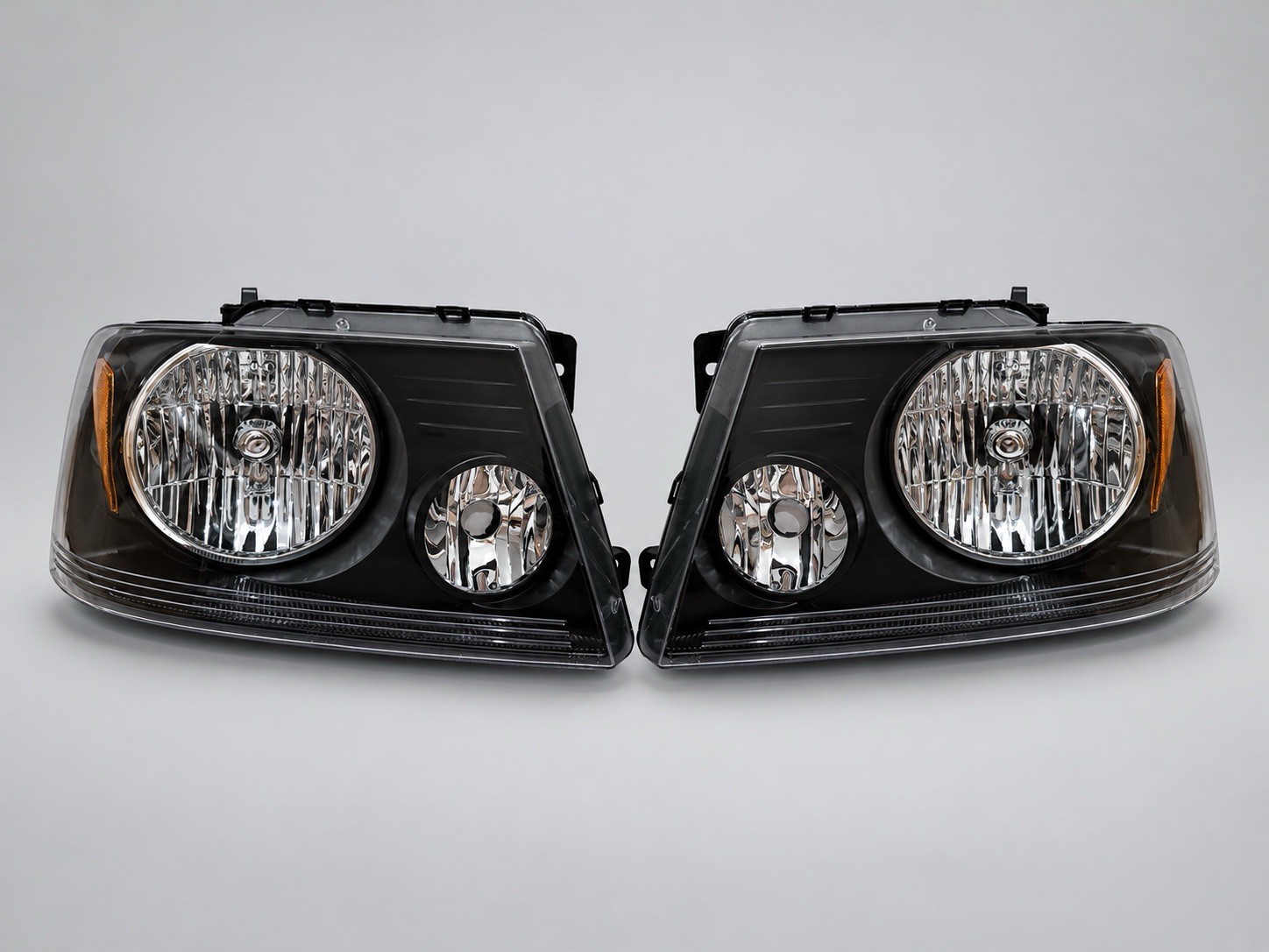 Pair Black Headlights Assembly For 2004-2008 Ford F-150 F150 Headlamps LH+RH NEW