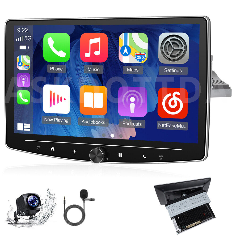 1+32G 10.1 Android 13 Single 1DIN CarPlay Rotatable Car Stereo Radio GPS Camera