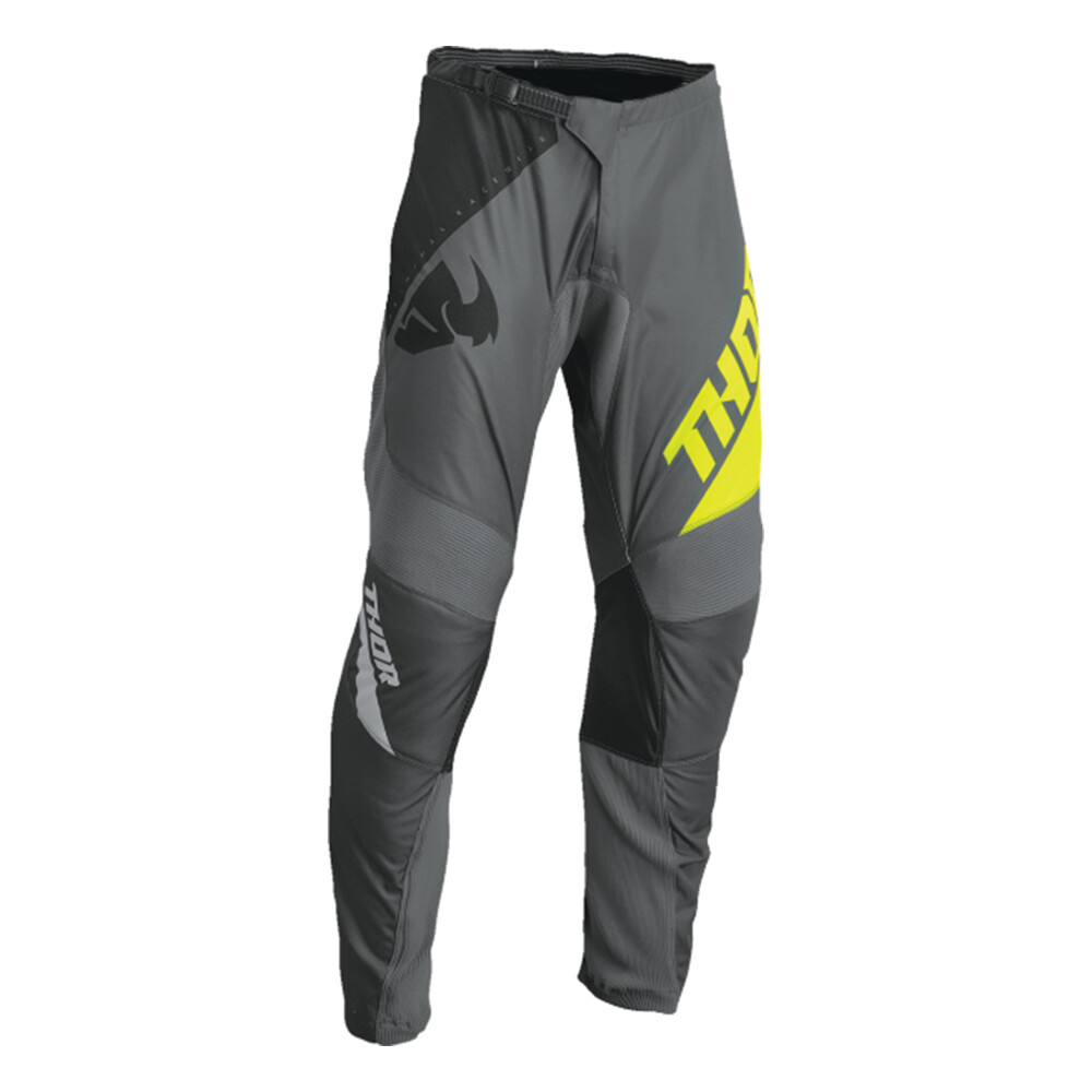 Thor Sector Edge Gray and Acid Green MX Off Road Pants - Youth Sizes 18 - 28