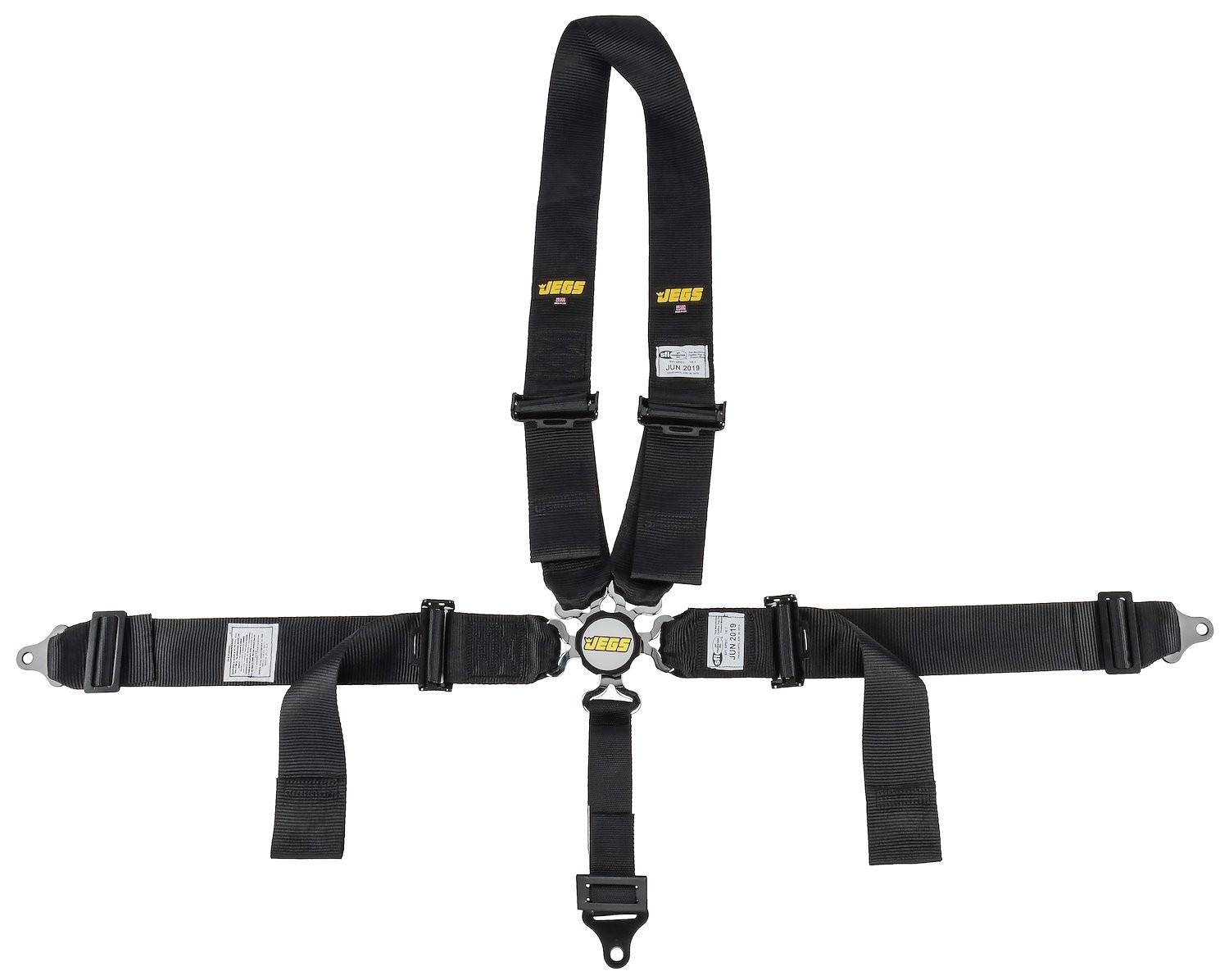 JEGS Black Cam Lock Ultra Series Harness 5-Point Design Pull Down U-Type