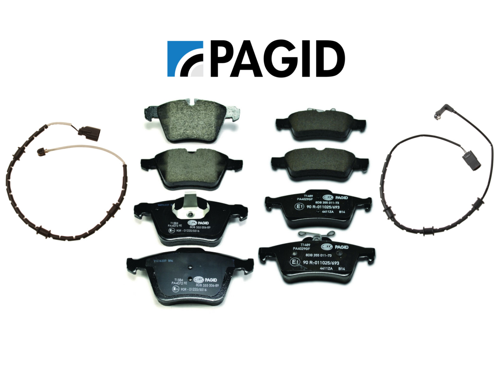 Front Brake Pad & Rear Brake Pad Set OEM Pagid + Sensors for Jaguar XF XJ 10-16