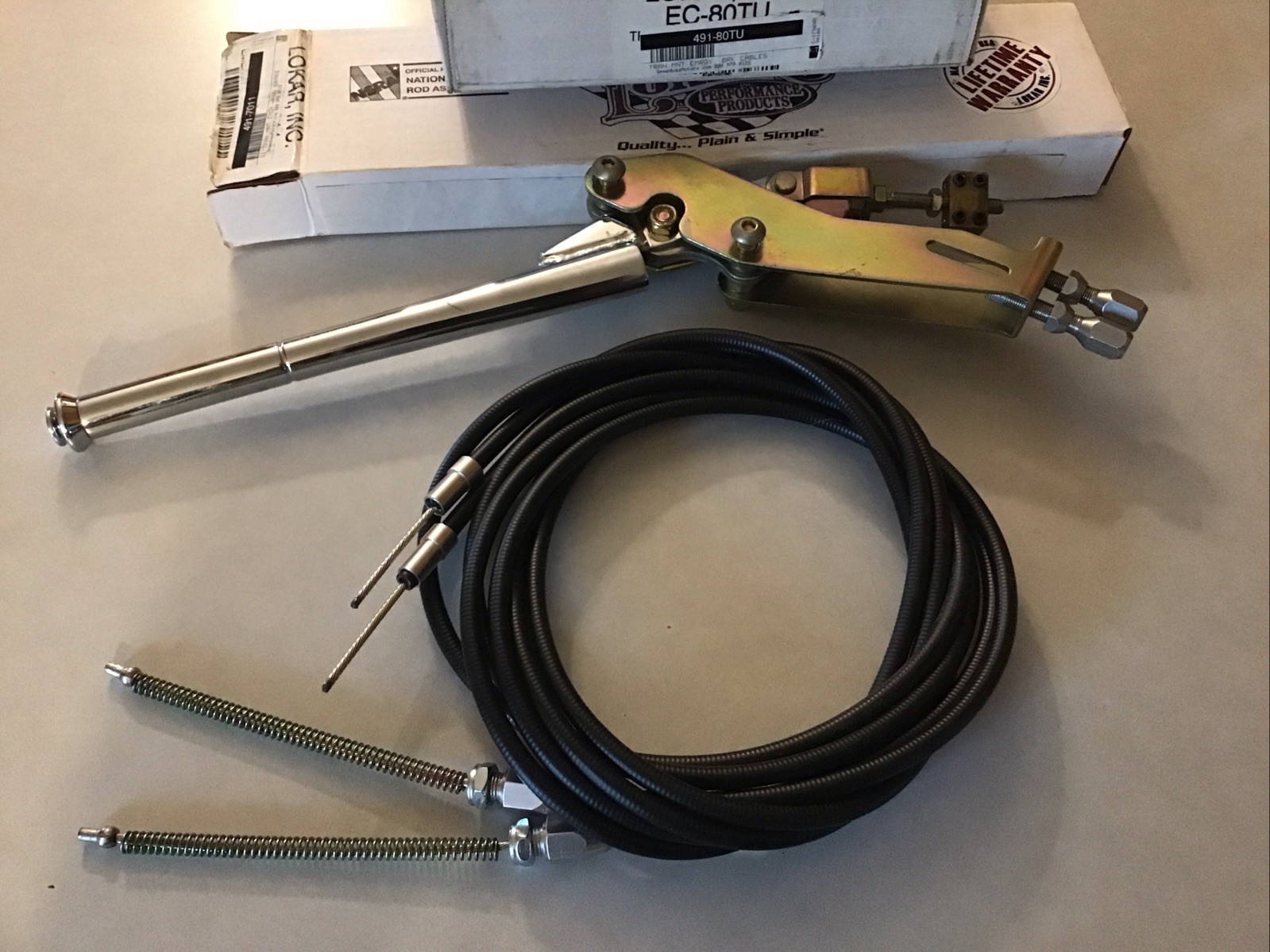 Lokar Trans Mount Emergency Hand Brake Kit, 11 Inch, Chrome