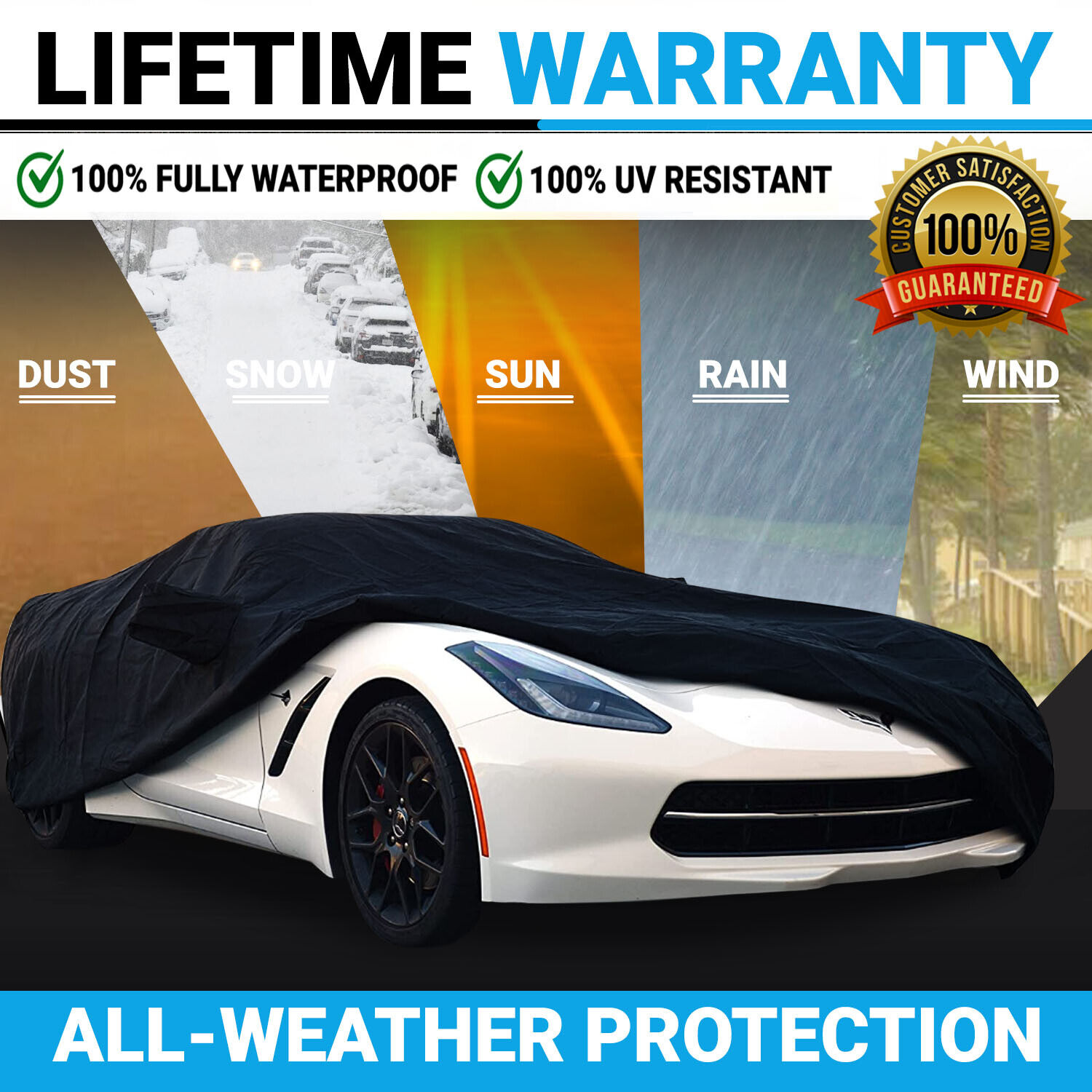 100% Waterproof UV All Weather For 2015-2019 INFINITI Q70 Q70L Premium Car Cover